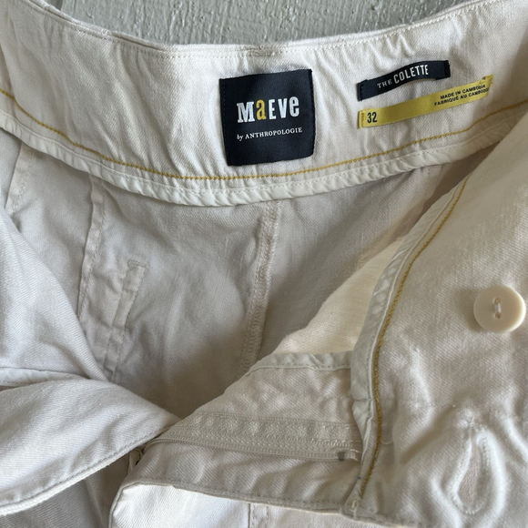 Anthro Maeve The Colette Linen Blend Shorts Chalk White Size 32 - Picture 5 of 8